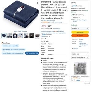 Blue heated electric blanket.